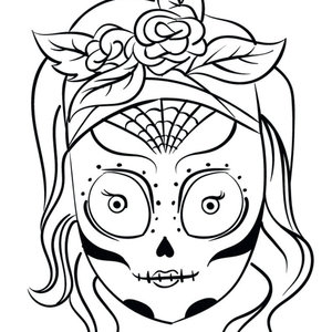 Calavera mujer para colorear