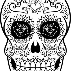 Calavera con flores para colorear