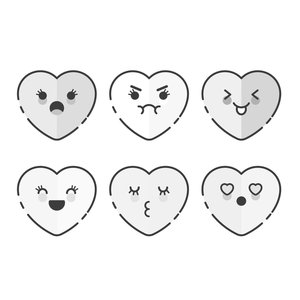 Corazones kawaii para colorear