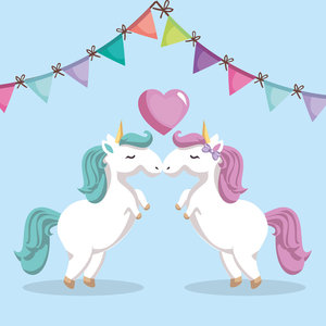 Pareja unicornios kawaii