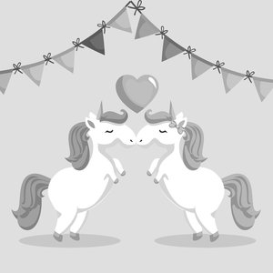 Pareja unicornios kawaii para colorear