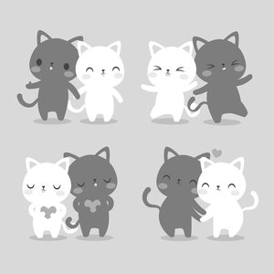 Pareja gatos kawaii para colorear